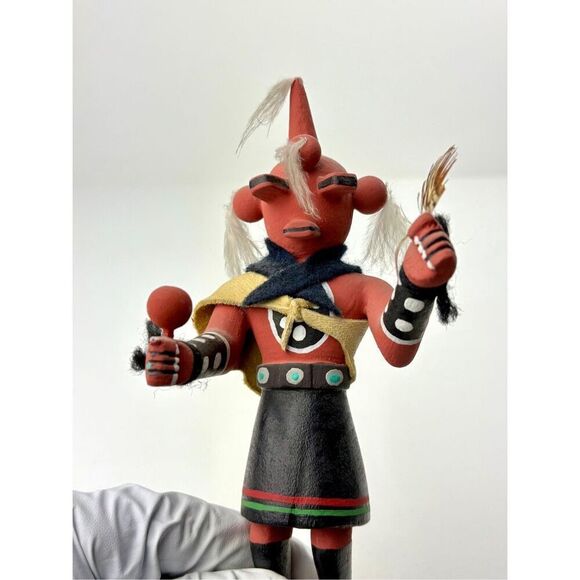 Vintage Native American Hopi Mudhead Kachina Sculpture Original Handmade 8in DV2 - Picture 6 of 8